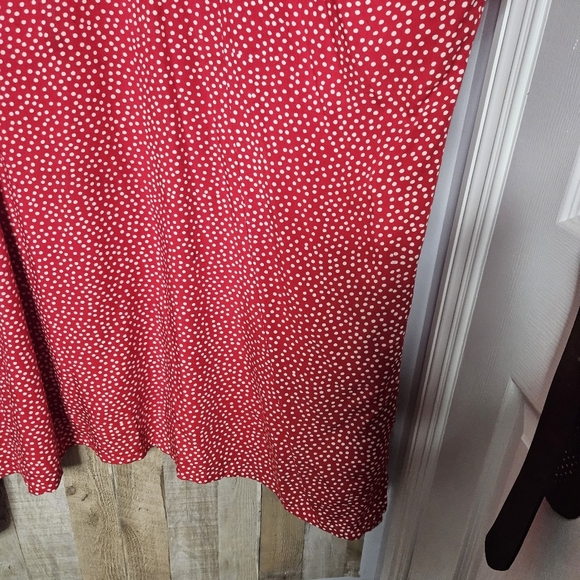 Maggie B Pullover Oversized Red Polka Dot 3/4 Sleeve Tunic With Pockets One Size - Picture 4 of 12